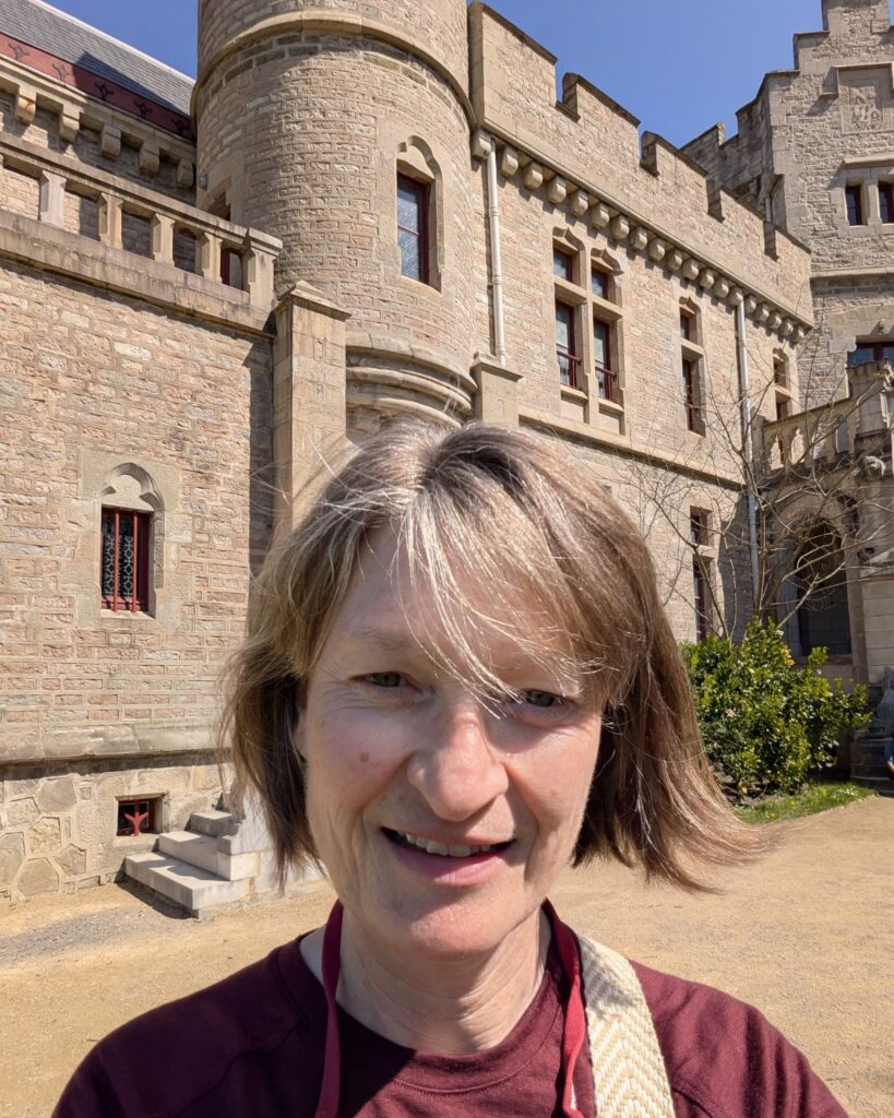 Hilary McGrath outside Château d'Abbadia