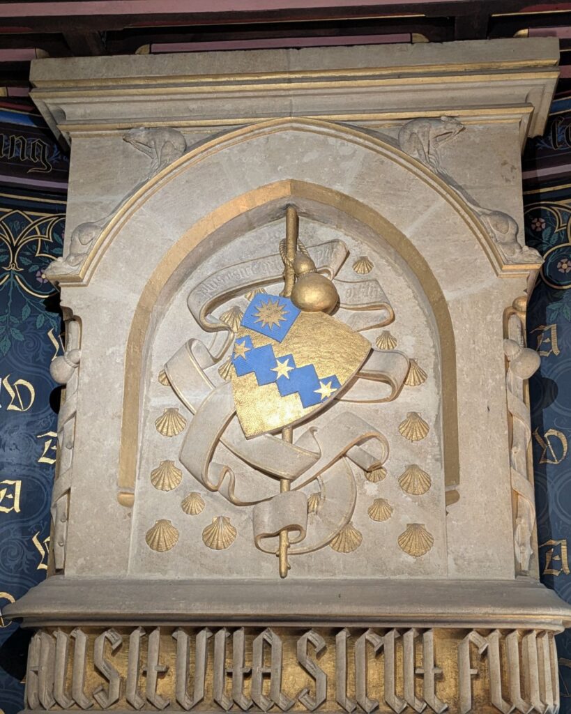 Thompson family crest inside Château d'Abbadia